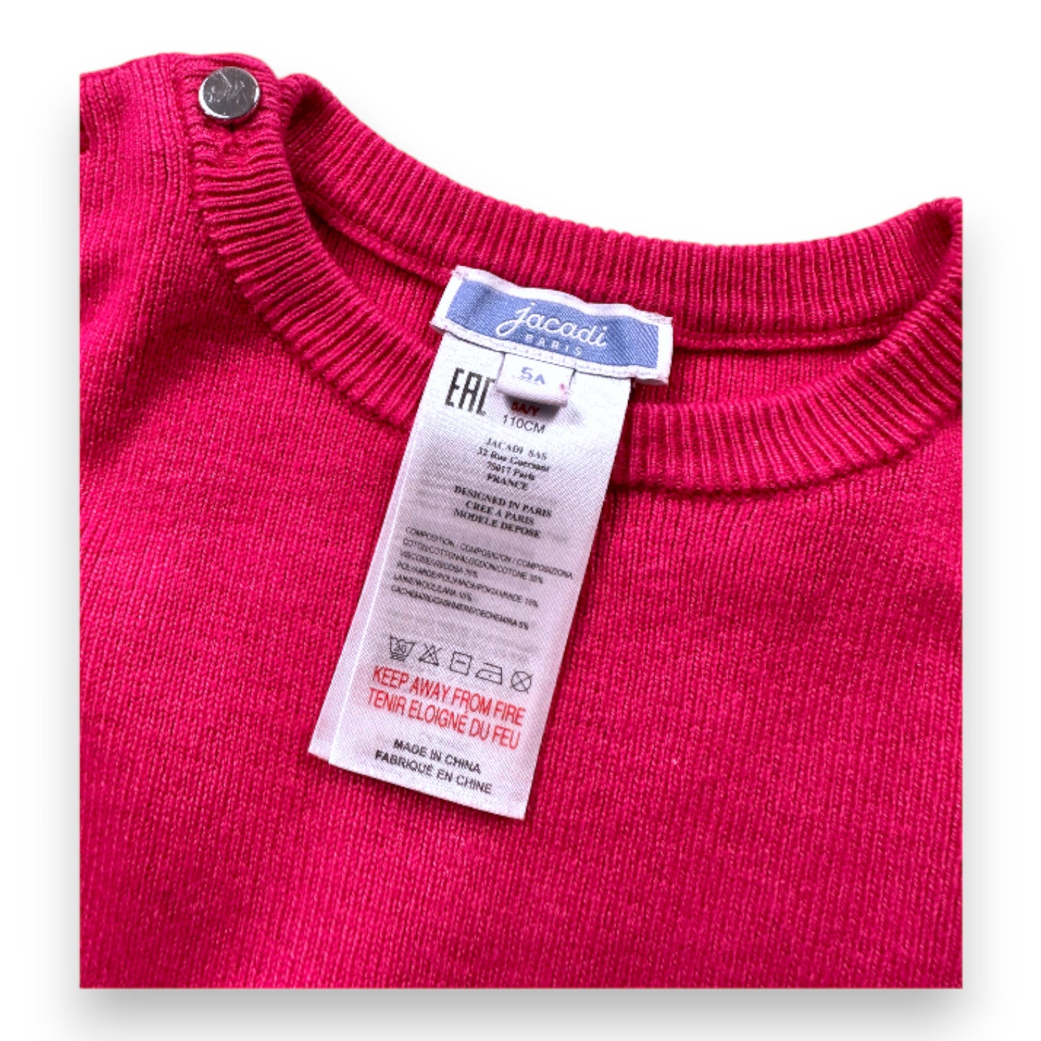 JACADI - Pink dress with striped skirt - 5 years