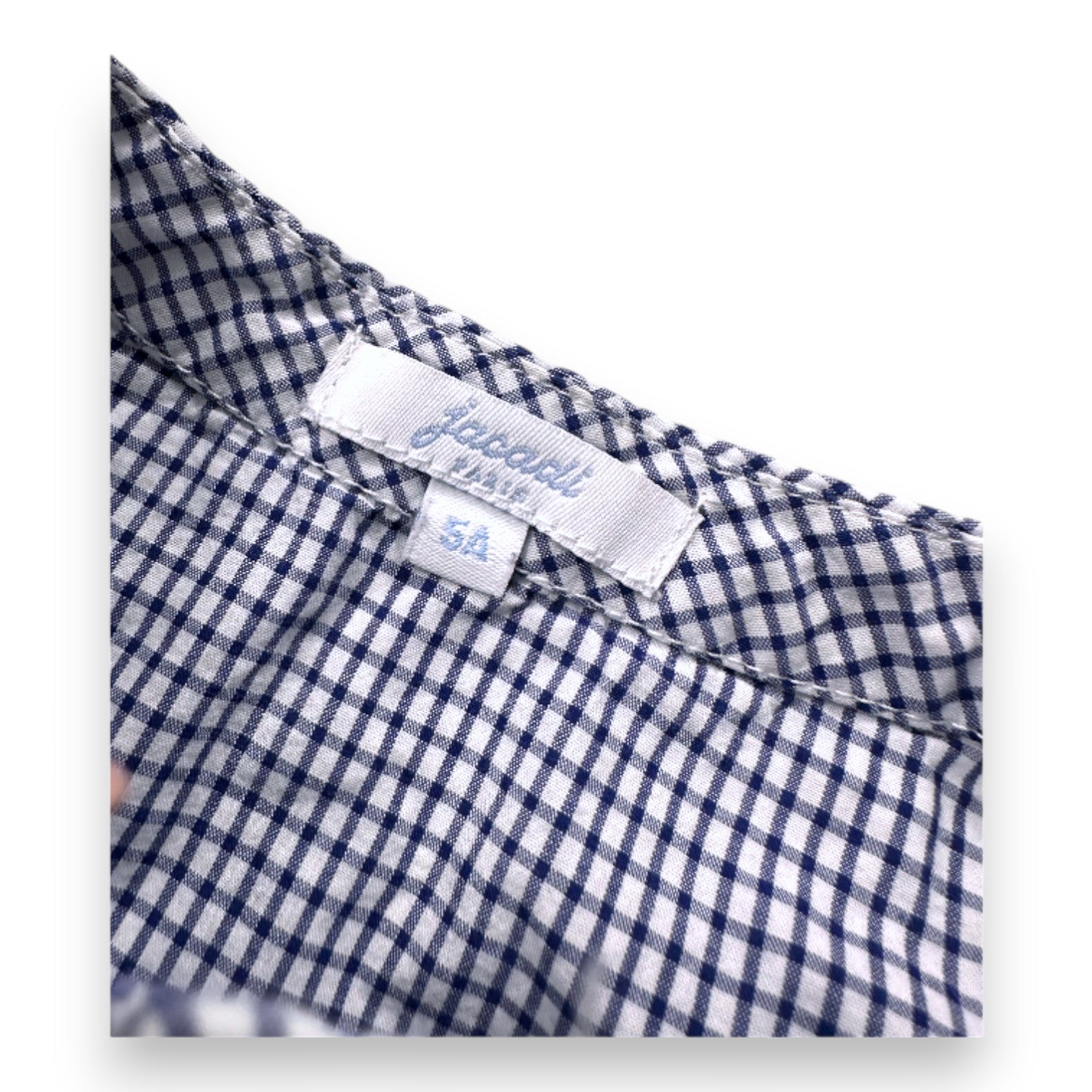 JACADI - Blau-weiße Gingham-Bluse mit langen Ärmeln - 5 Jahre
