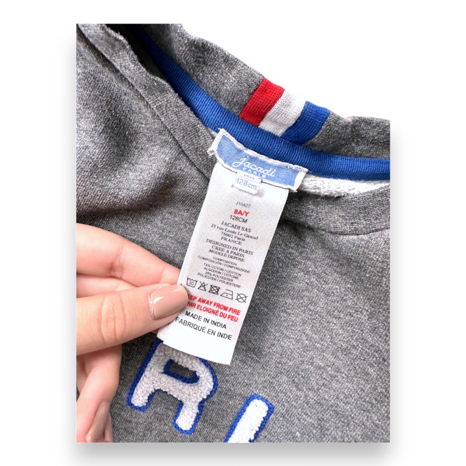 JACADI - Graues Sweatshirt mit Stickerei - 8 Jahre