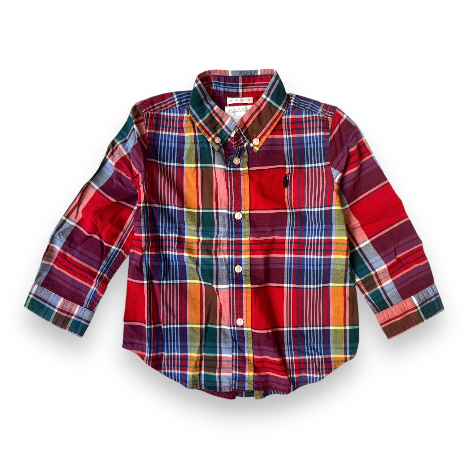 RALPH LAUREN - Checked shirt, blue, red, green, yellow - 24 months