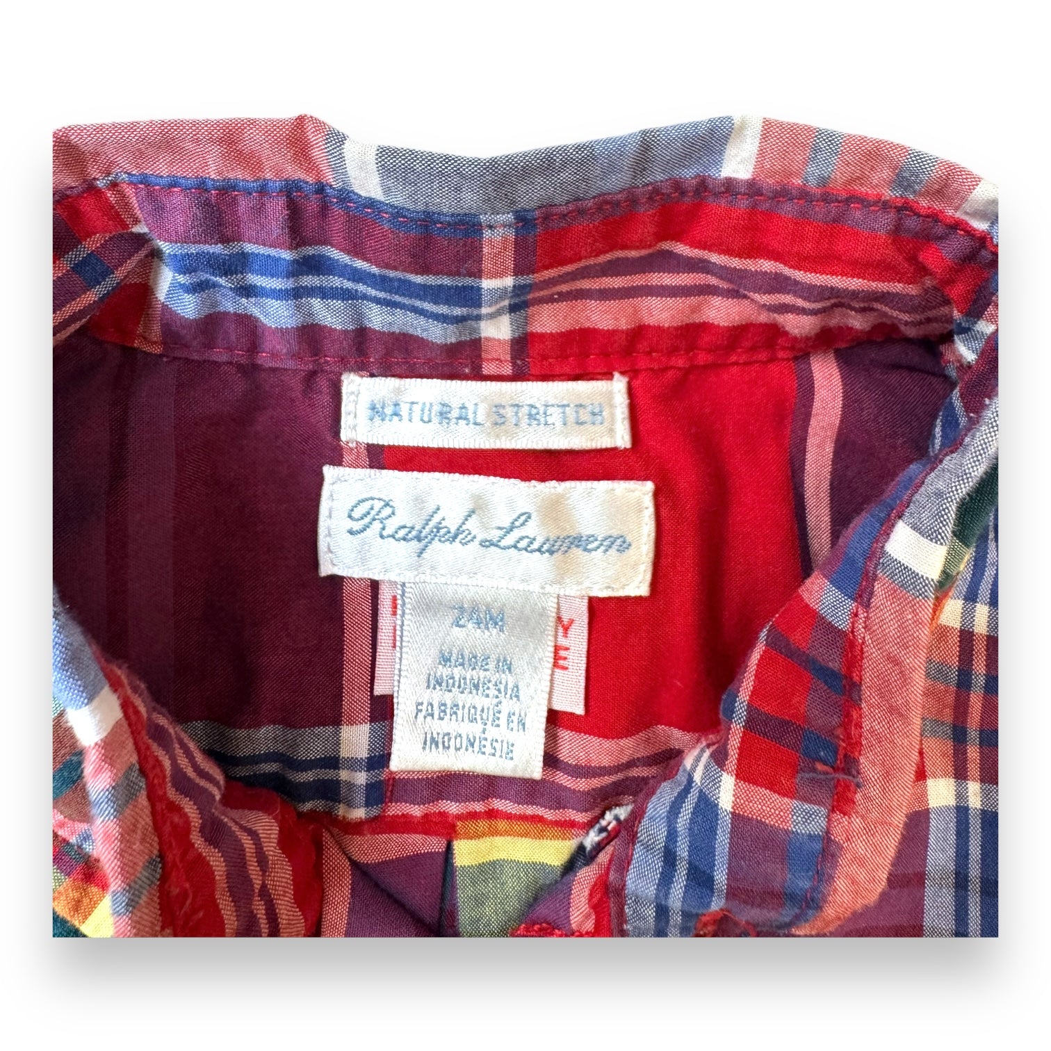 RALPH LAUREN - Checked shirt, blue, red, green, yellow - 24 months