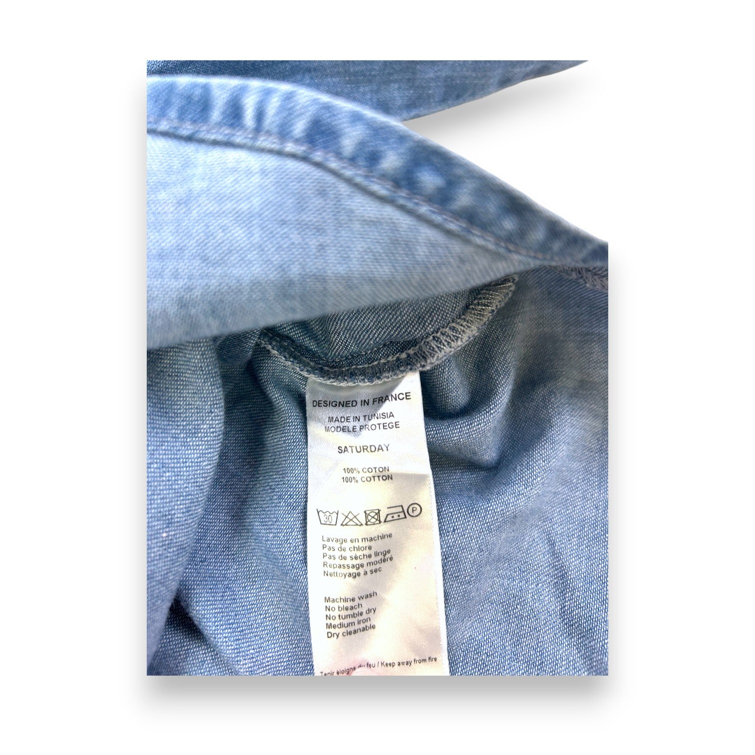 BONTON - Blue long-sleeved denim shirt - 6 years