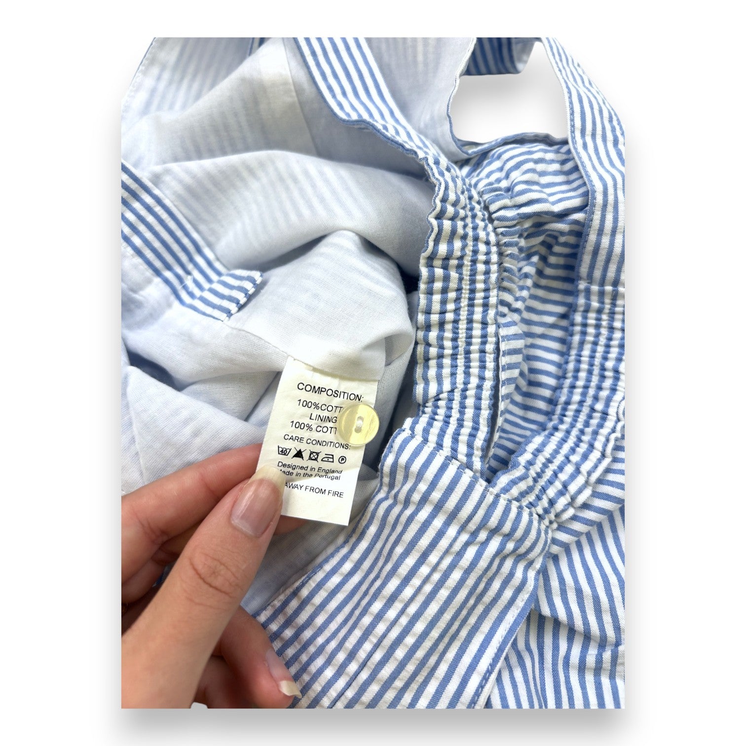 THOMAS BROWN - Blue striped dungarees - 24 months