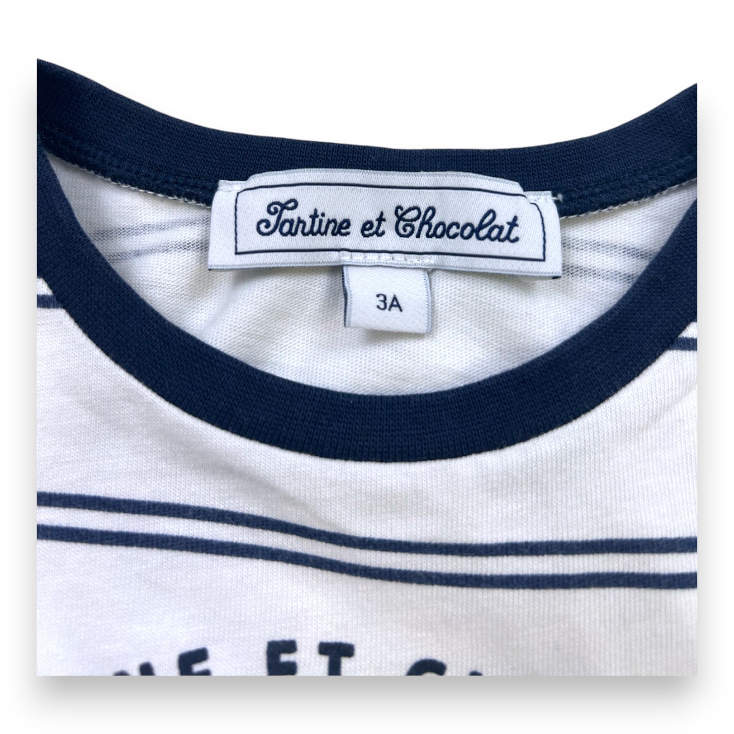 TARTINE ET CHOCOLAT - Navy blue striped short-sleeved T-shirt - 3 years