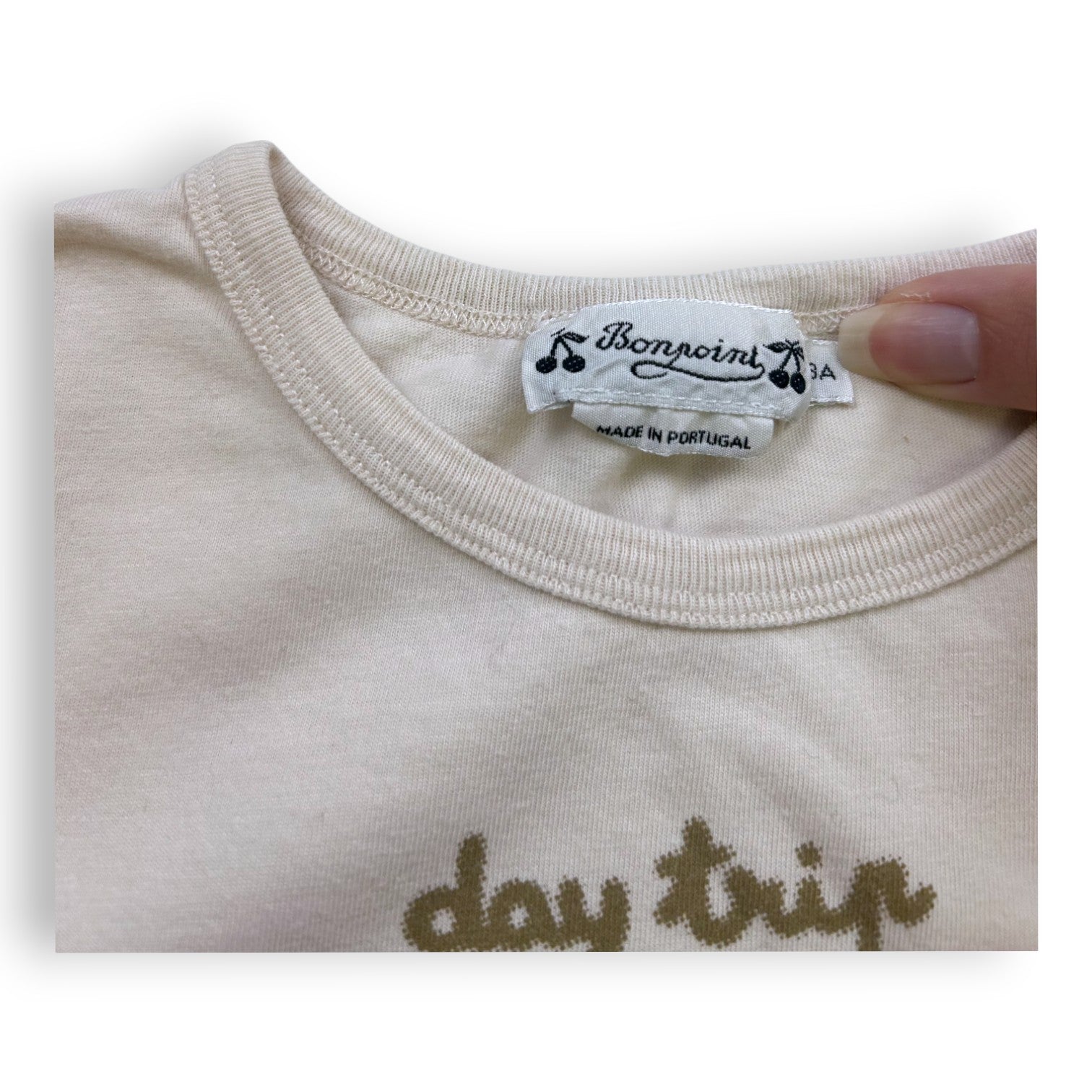 BONPOINT - Beiges Kurzarm-T-Shirt "Day Trip" - 3 Jahre