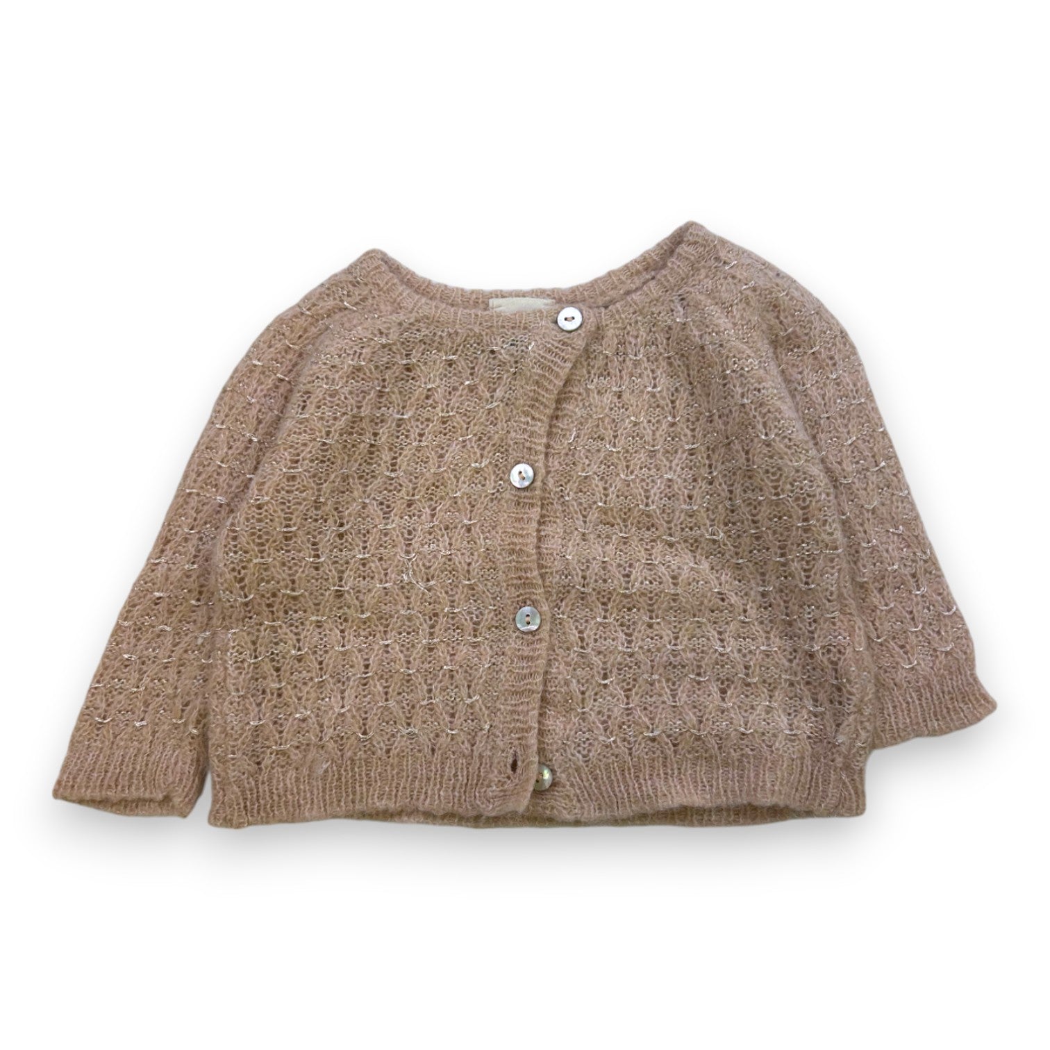BONTON - Asymmetrical pink button cardigan - 6 months