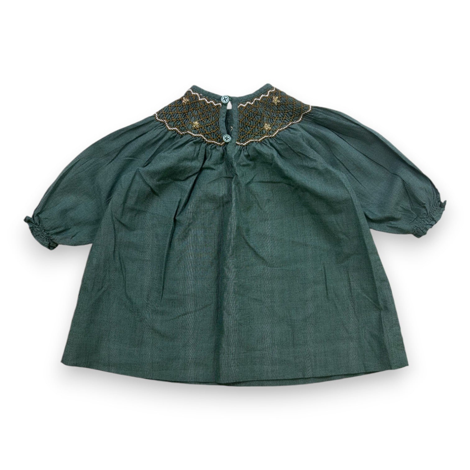 CYRILLUS - Green blouse with long sleeves and embroidered collar - 9 months