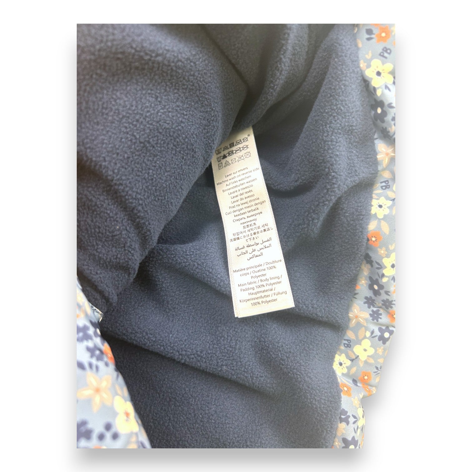 PETIT BATEAU - Neue blaue Daunenjacke mit Blumenmuster - 2 Jahre