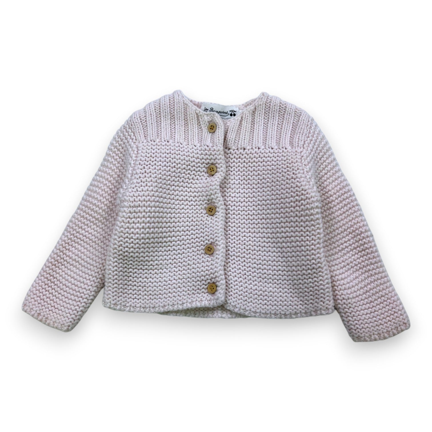 BONPOINT - Pink wool button-up cardigan - 6 months