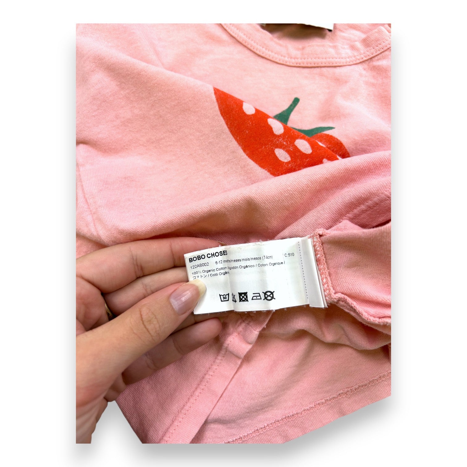 BOBO CHOSES - Strawberry pink short-sleeved T-shirt - 6/12 months