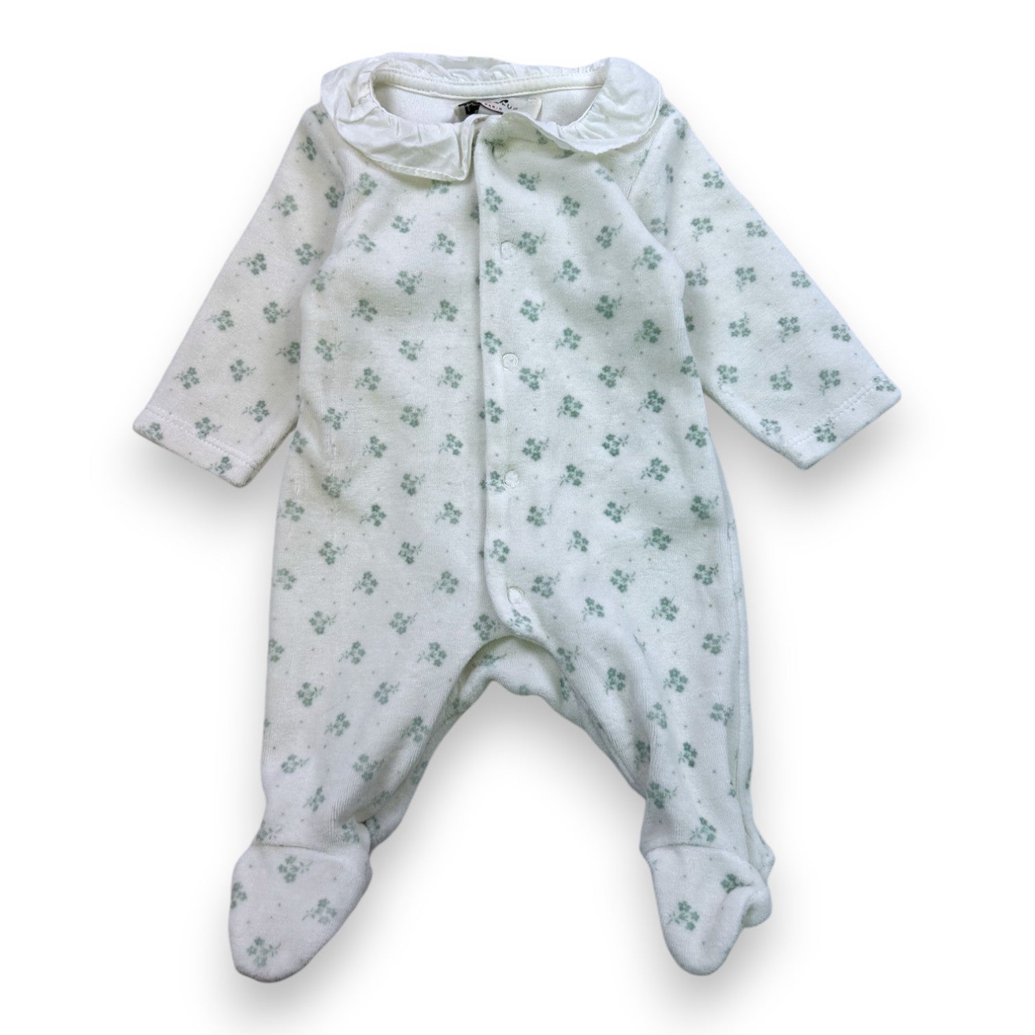 CYRILLUS - White patterned long-sleeved pajamas - 1 month
