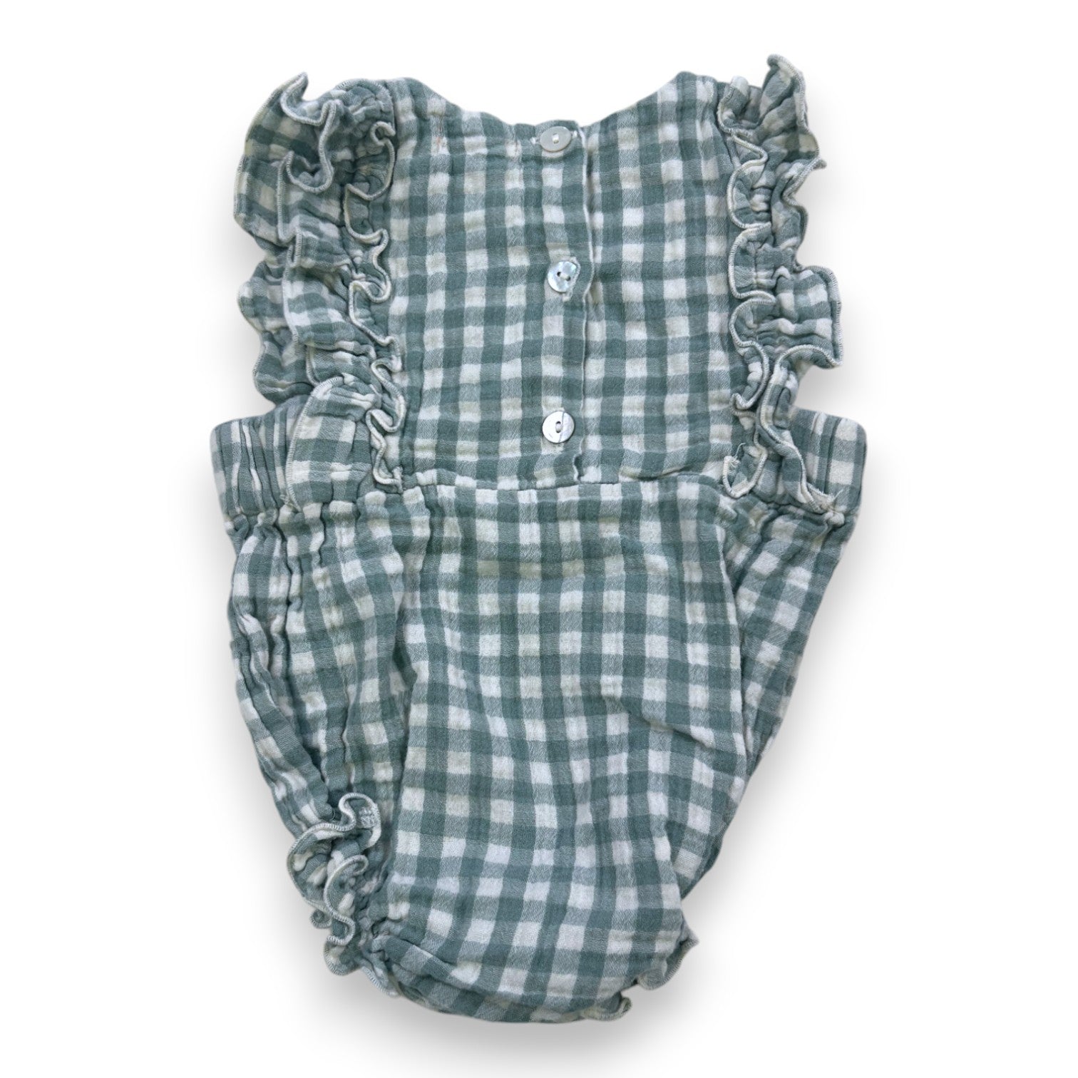 MARLOT - Green gingham romper - 6 months