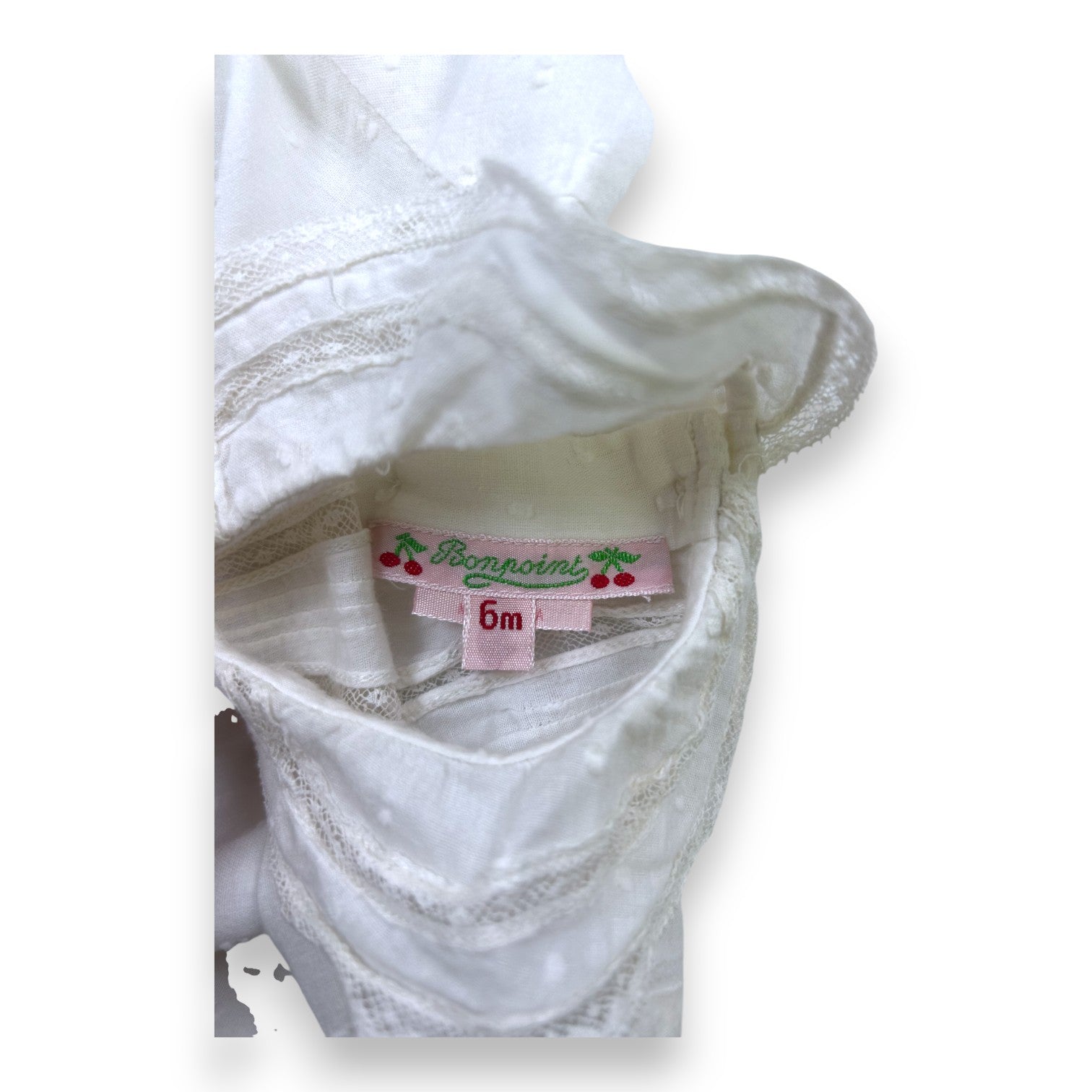 BONPOINT - White long-sleeved blouse - 6 months