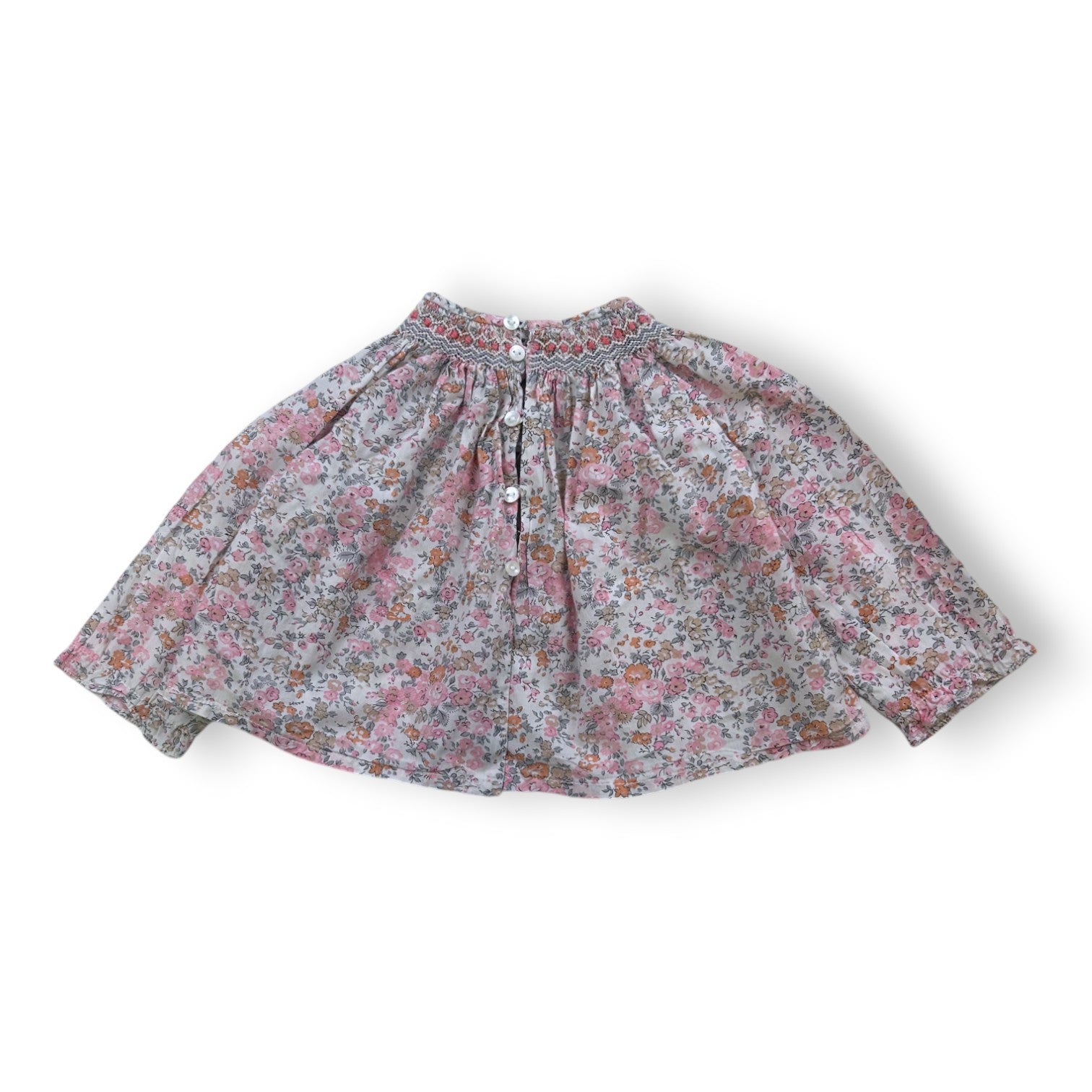 BONPOINT - Long-sleeved pink floral blouse - 6 months