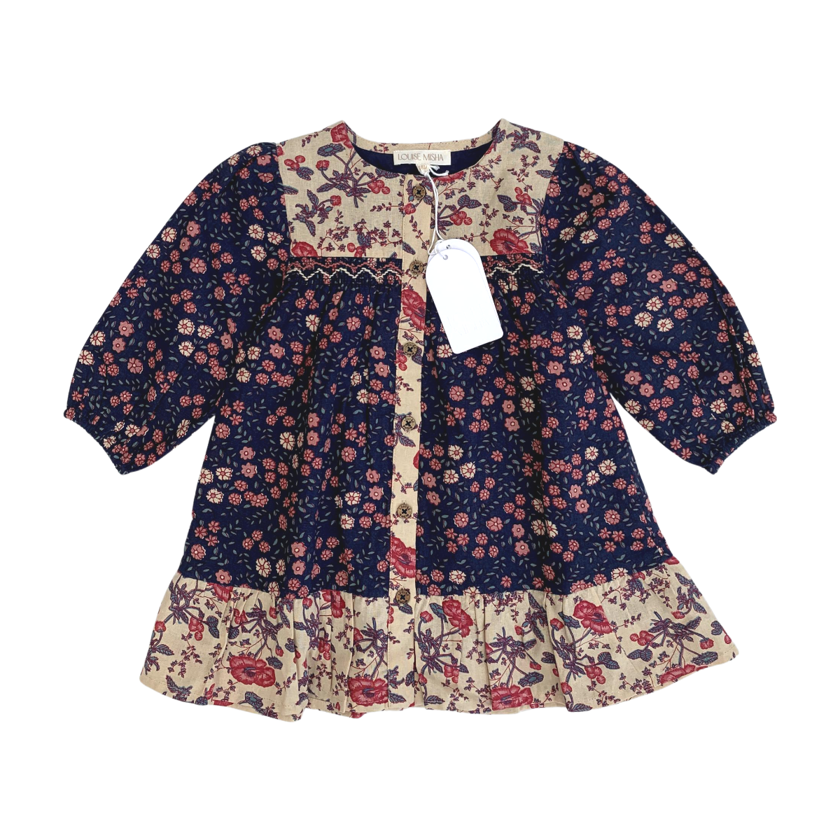 LOUISE MISHA - ROBE - BLEU, BEIGE - 18 MOIS