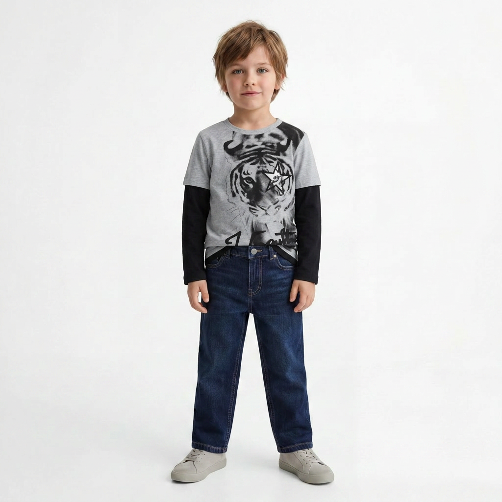 JUNIOR GAULTIER - T-SHIRT - NOIR, GRIS - 6 ANS