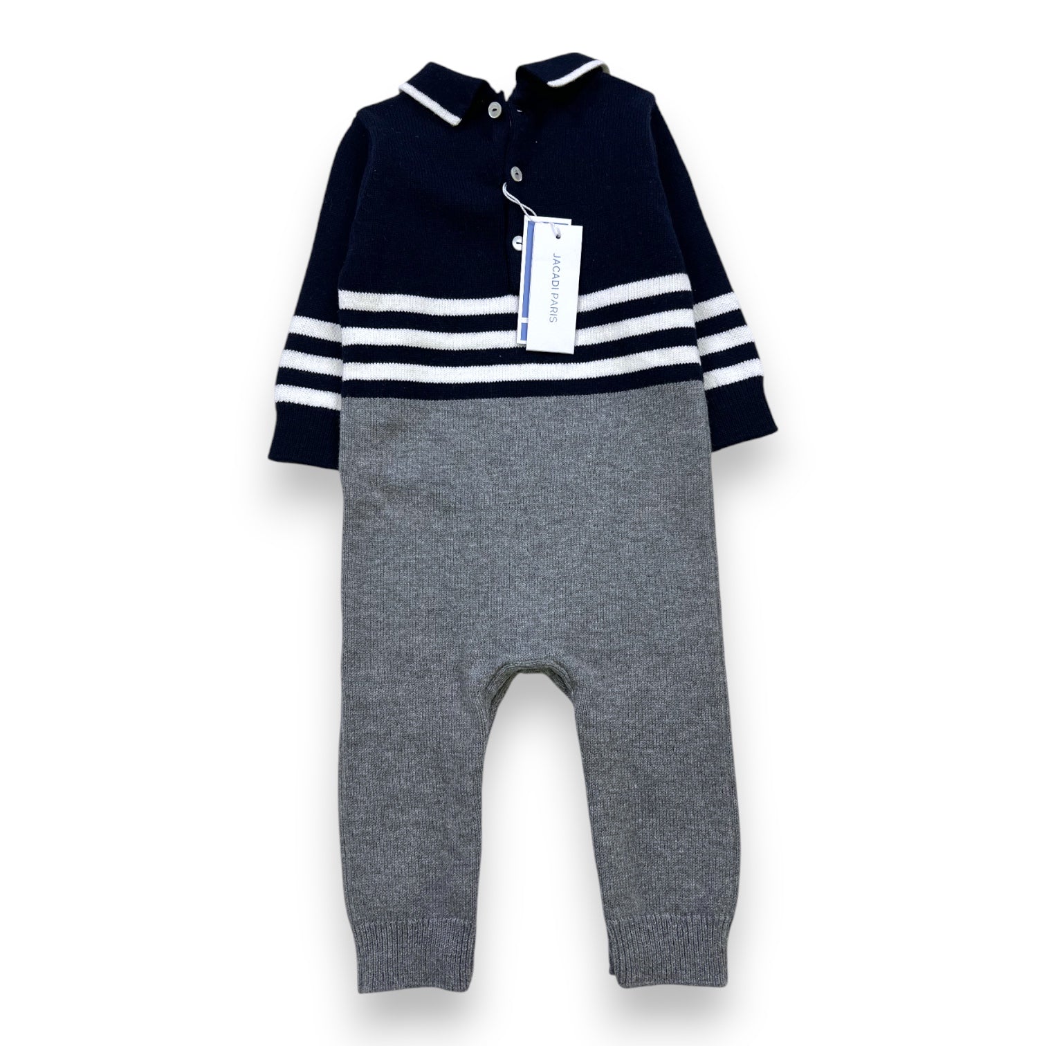 JACADI - JUMPSUIT - BLUE, WHITE - 6 MONTHS