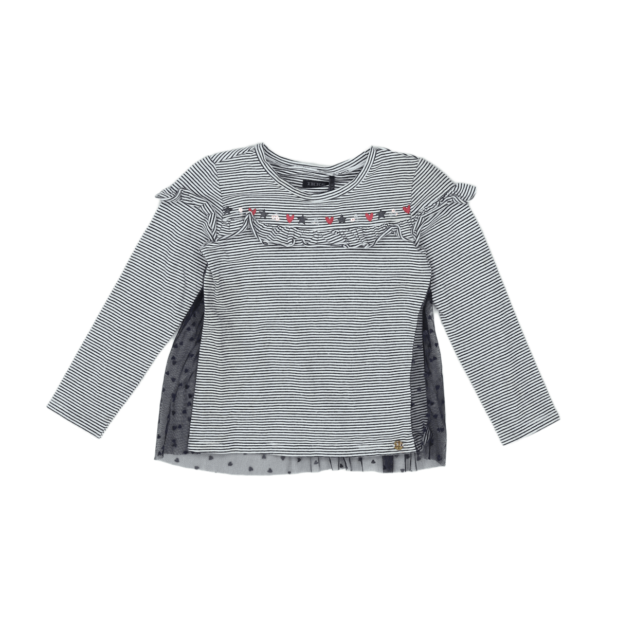 IKKS - Langarm-T-Shirt mit weißen und schwarzen Streifen - 5 Jahre