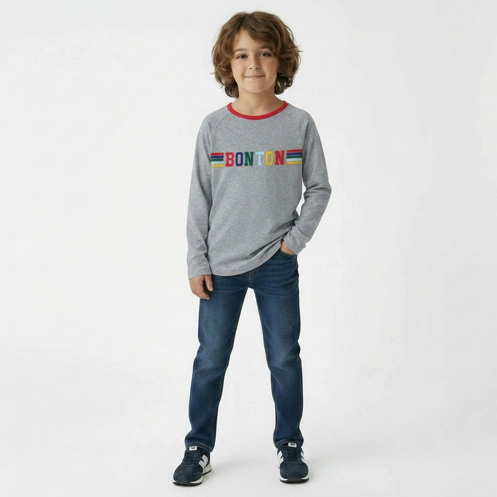BONTON - T-SHIRT - GRIS, MULTICOLORE - 8 ANS