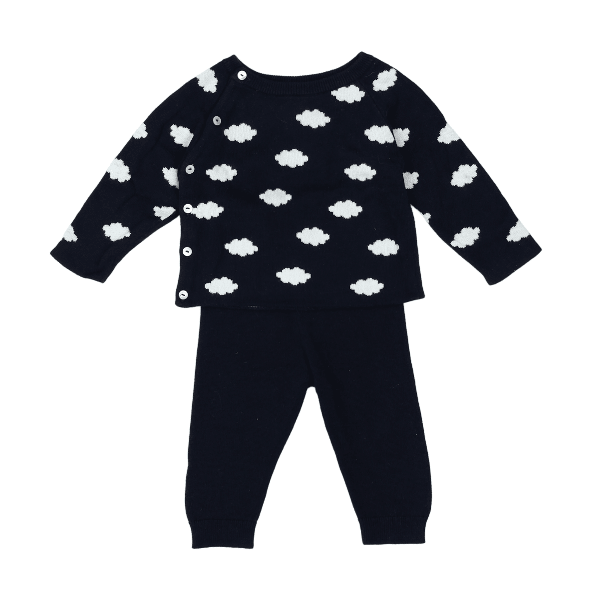 JACADI - SET - BLAU, WEISS - 12 MONATE