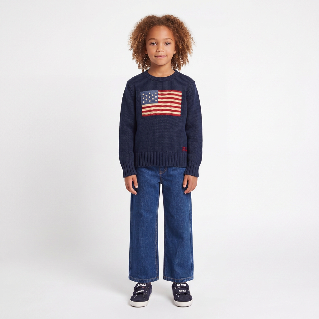 RALPH LAUREN - PULL - BLEU - 7 ANS