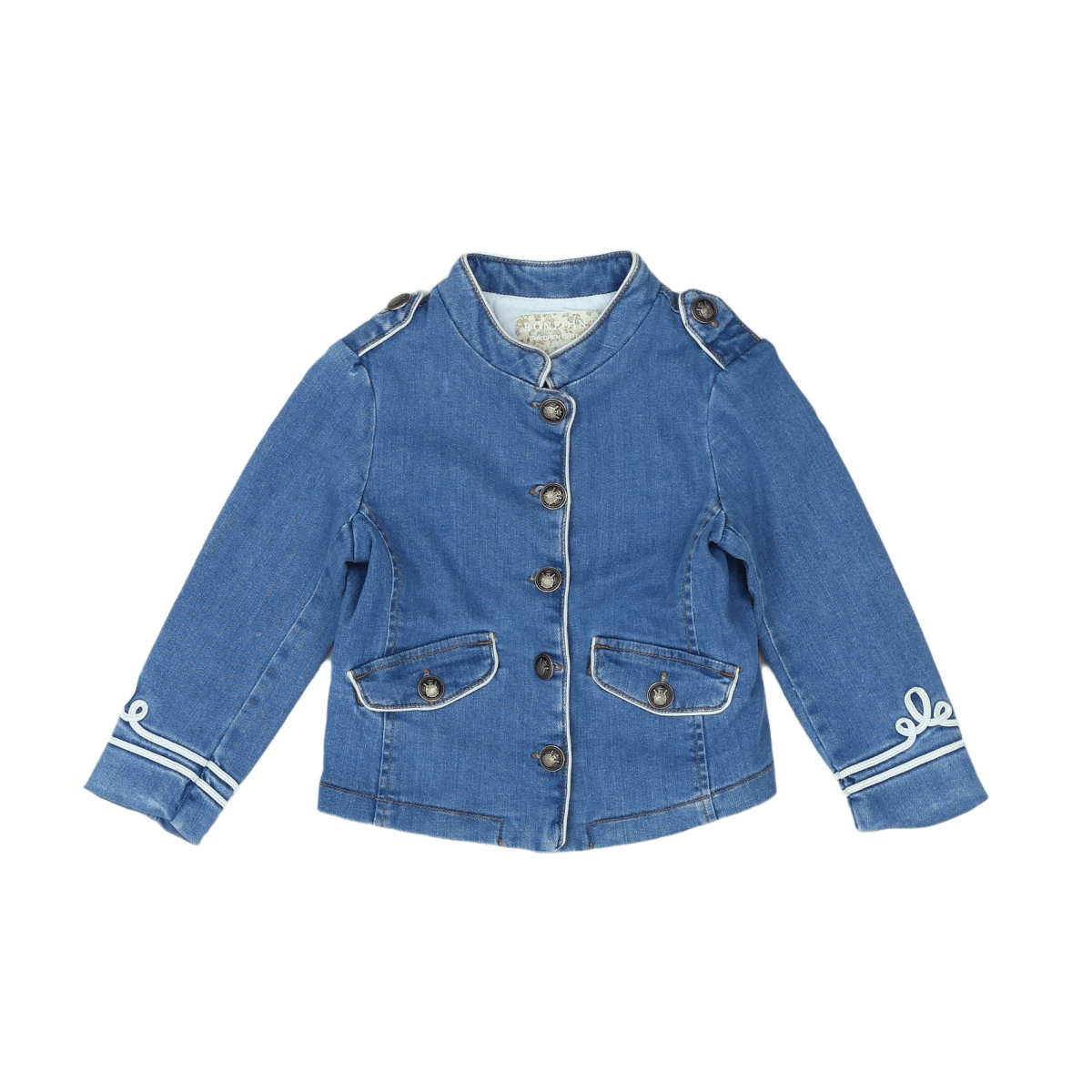 BONPOINT - Blue denim jacket with white details - 3 years