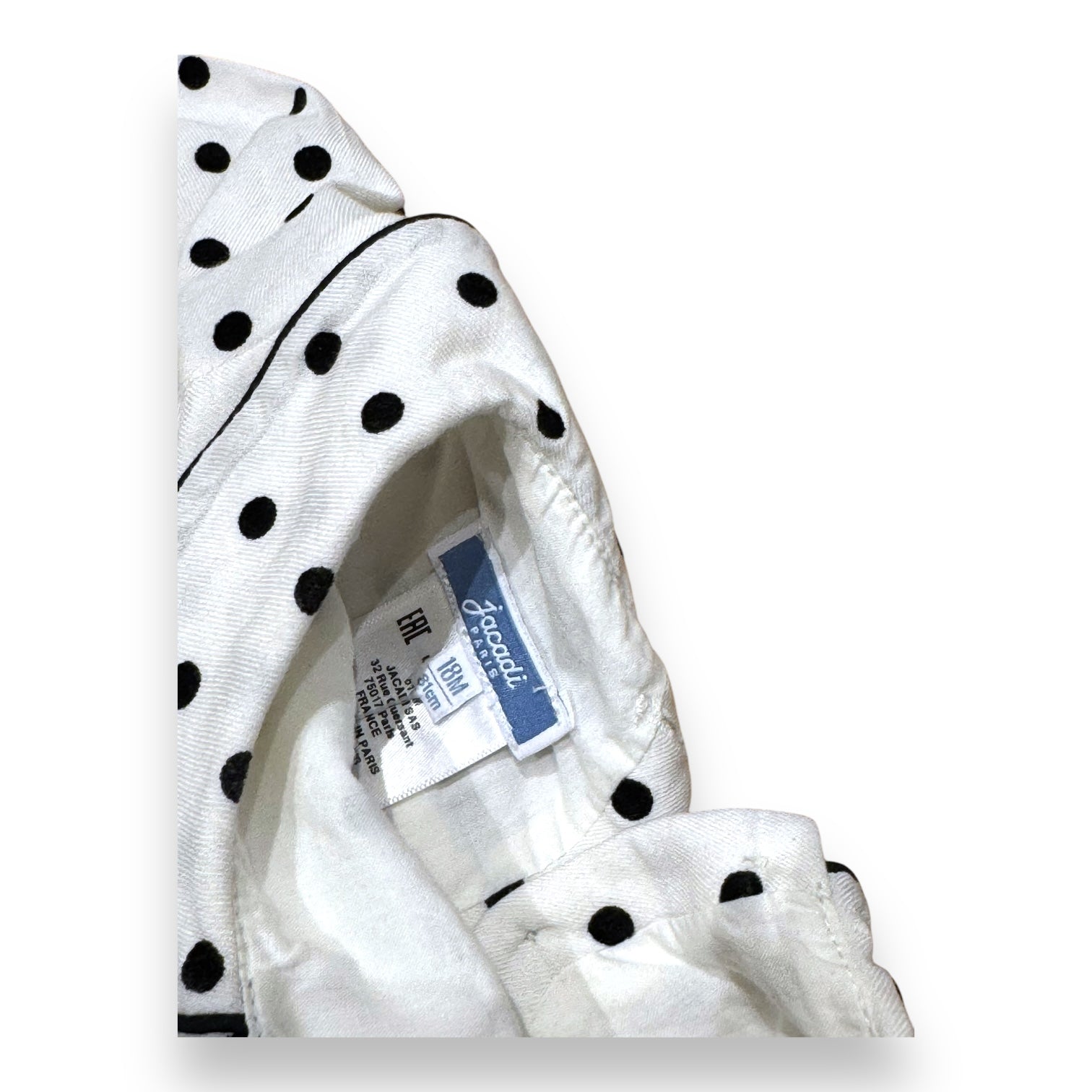 JACADI - Weiße Langarmbluse mit Punkten - 18 Monate