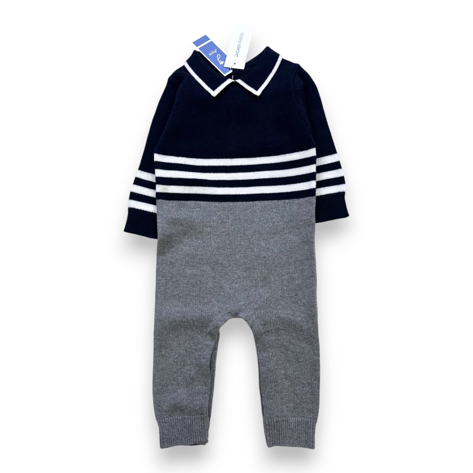 JACADI - JUMPSUIT - BLUE, WHITE - 6 MONTHS
