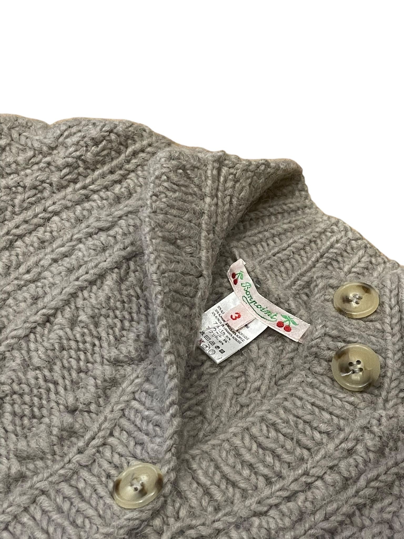 BONPOINT - Brown knitted effect wool cardigan - 3 years