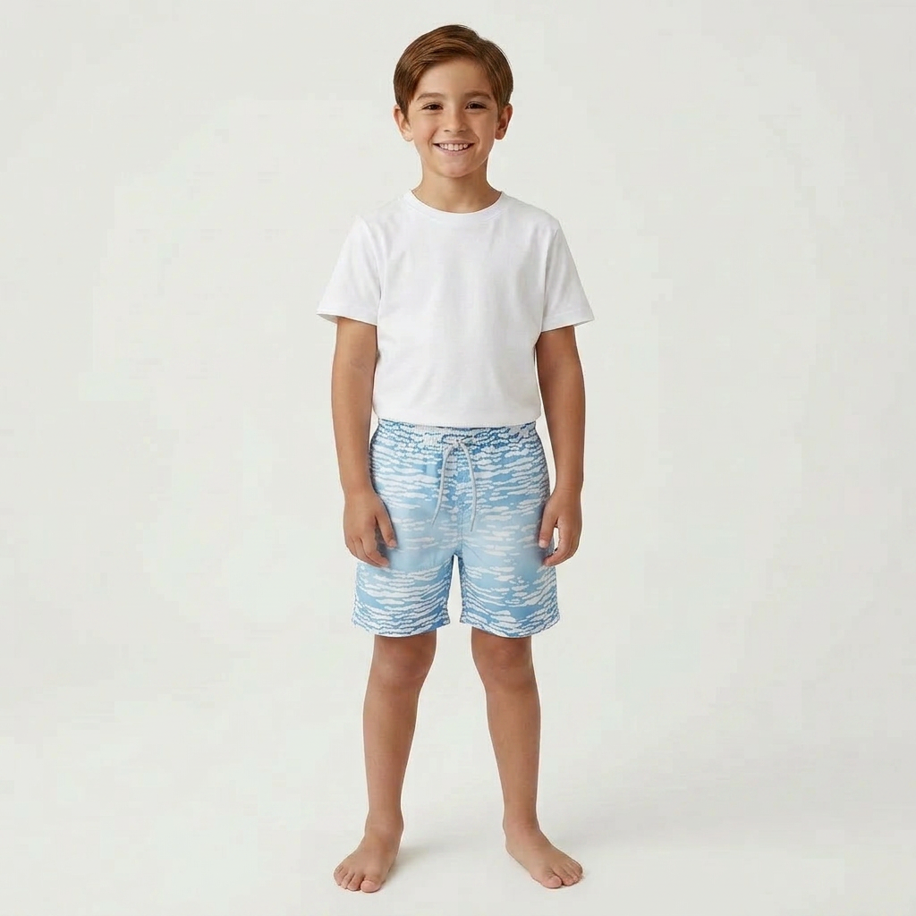 FINGER - SHORT DE BAIN - BLEU, BLANC - 10 ANS