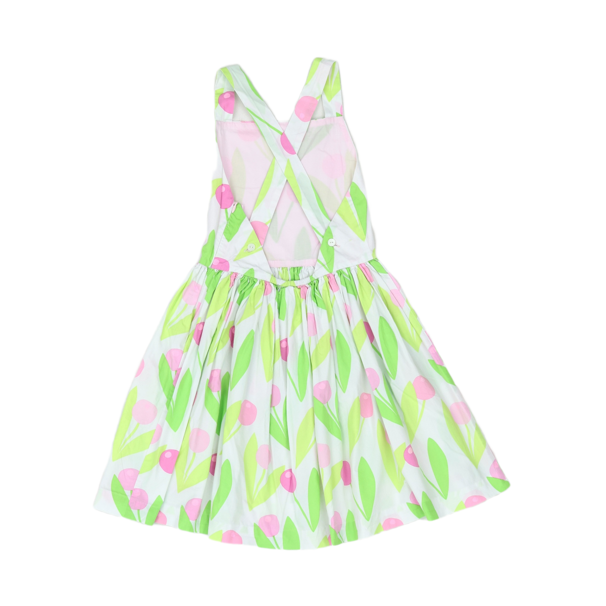 JACADI - ROBE - VERT, BLANC - 8 ANS