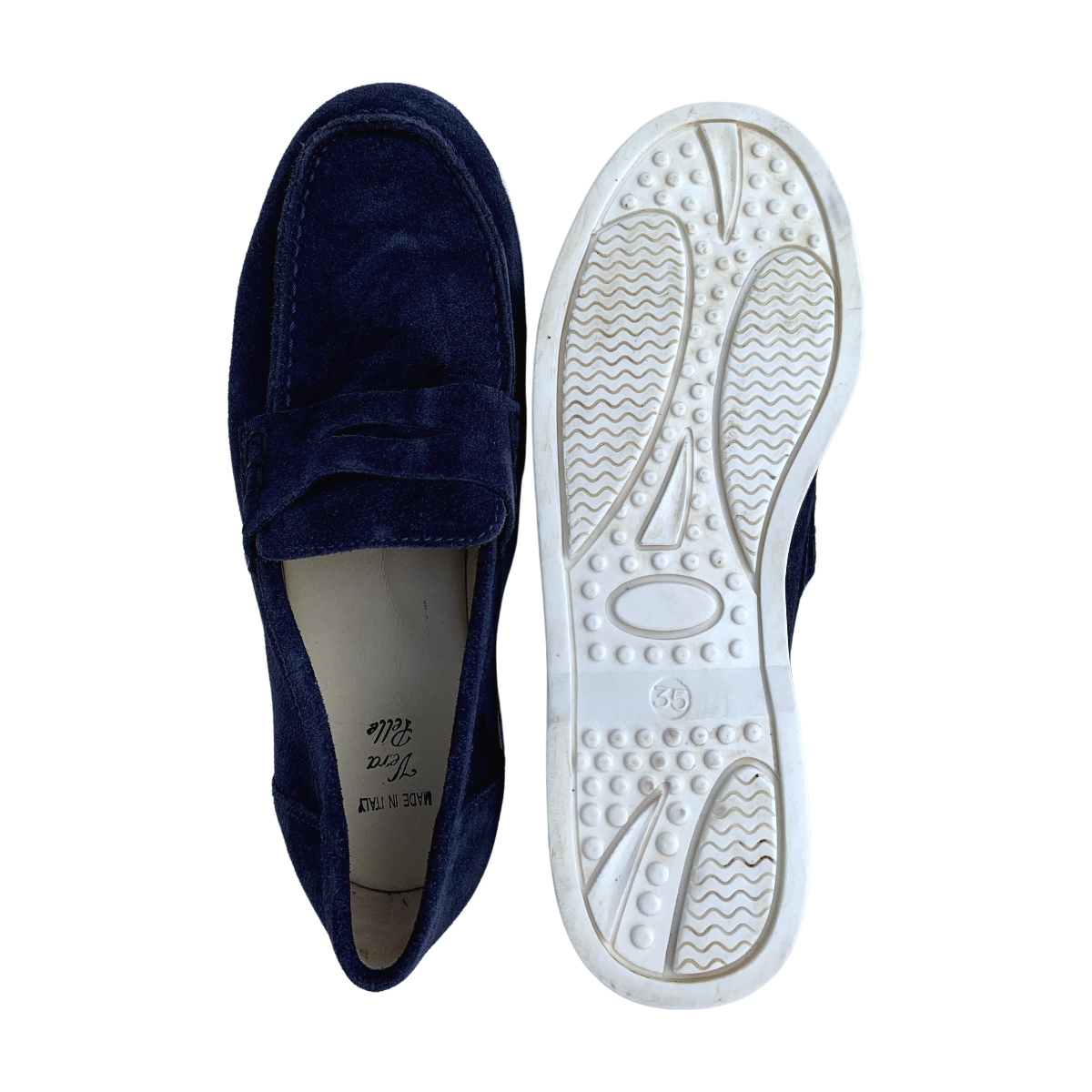 VERA PELLE MONACO - MOCASSINS - BLEU -  35
