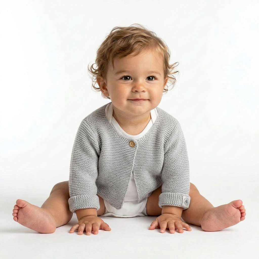 PETIT BATEAU - CARDIGAN - GRIS - 3 MOIS