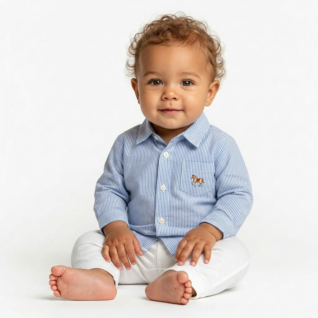 JACADI - CHEMISE - BLEU, BLANC - 6 MOIS