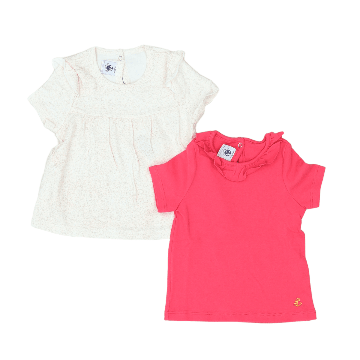 PETIT BATEAU - ENSEMBLE T-SHIRT - ROSE, BEIGE - 18 MOIS