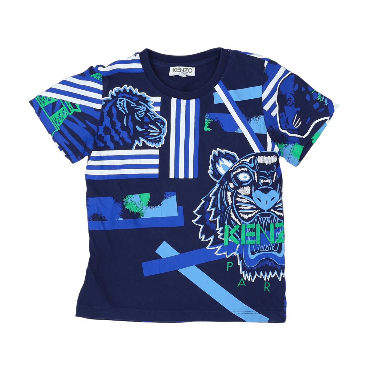 KENZO - T-SHIRT - BLEU, BLANC - 3 ANS
