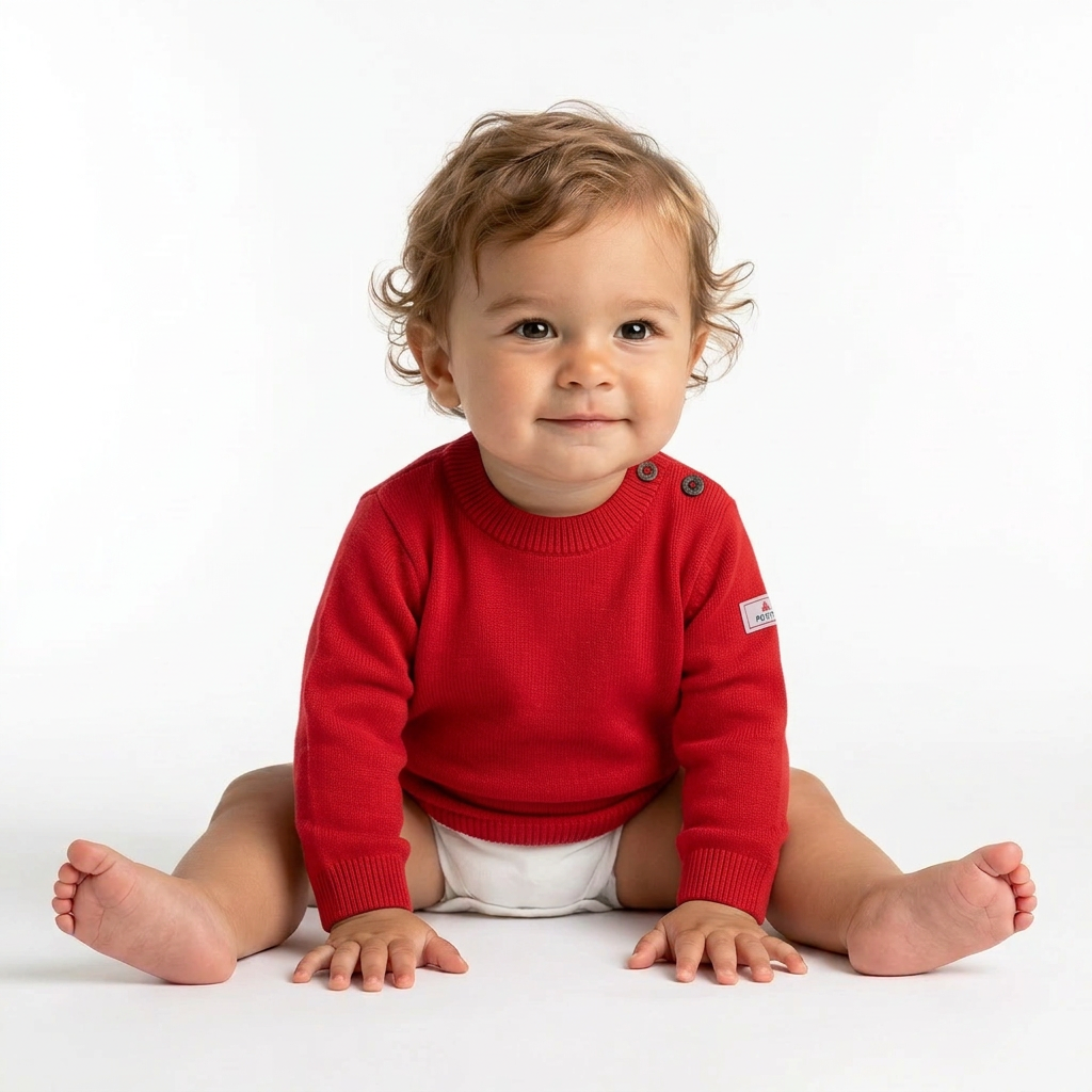 PETIT BATEAU - PULL - ROUGE - 12 MOIS