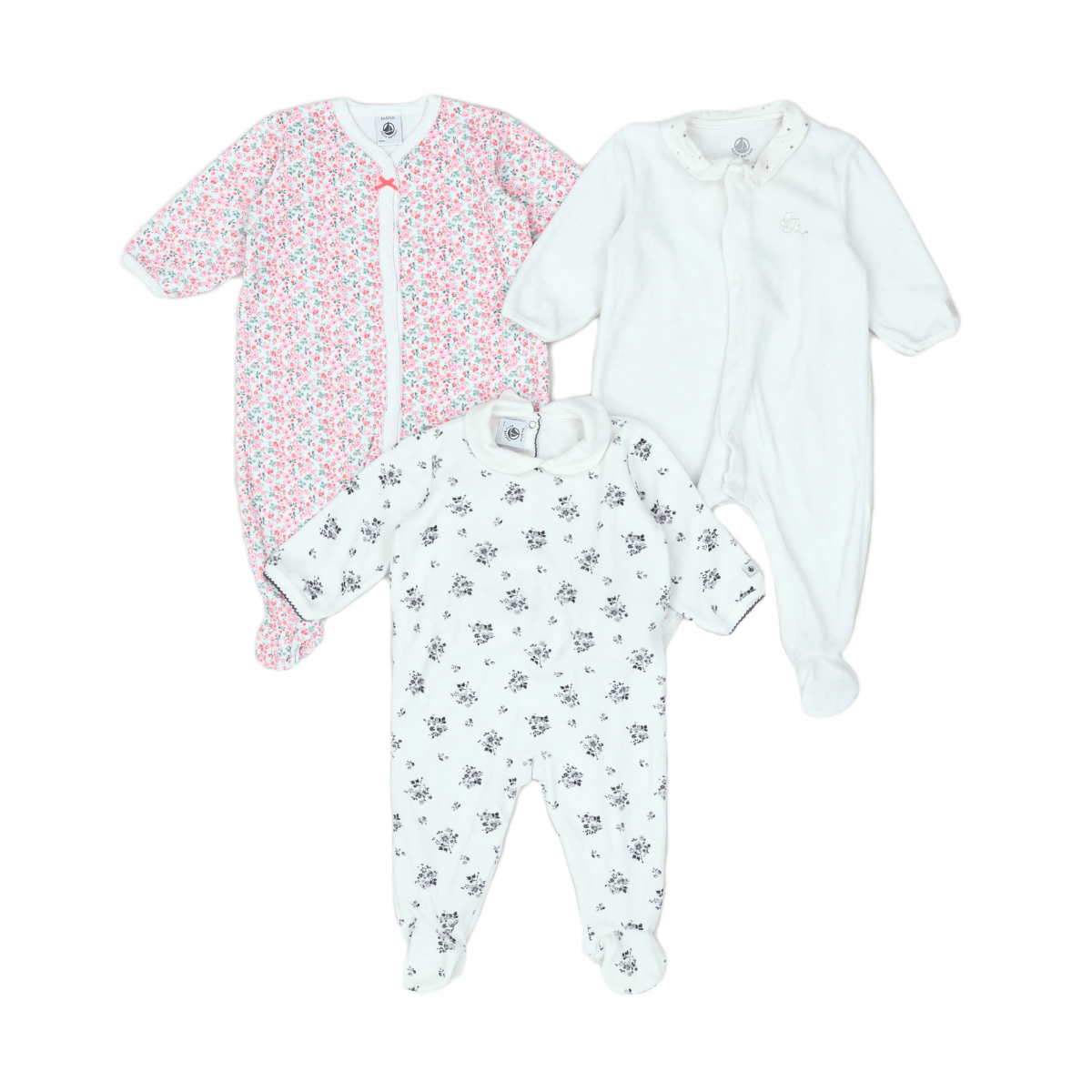 PETIT BATEAU - ENSEMBLE PYJAMA - BLANC, ROSE - 6 MOIS