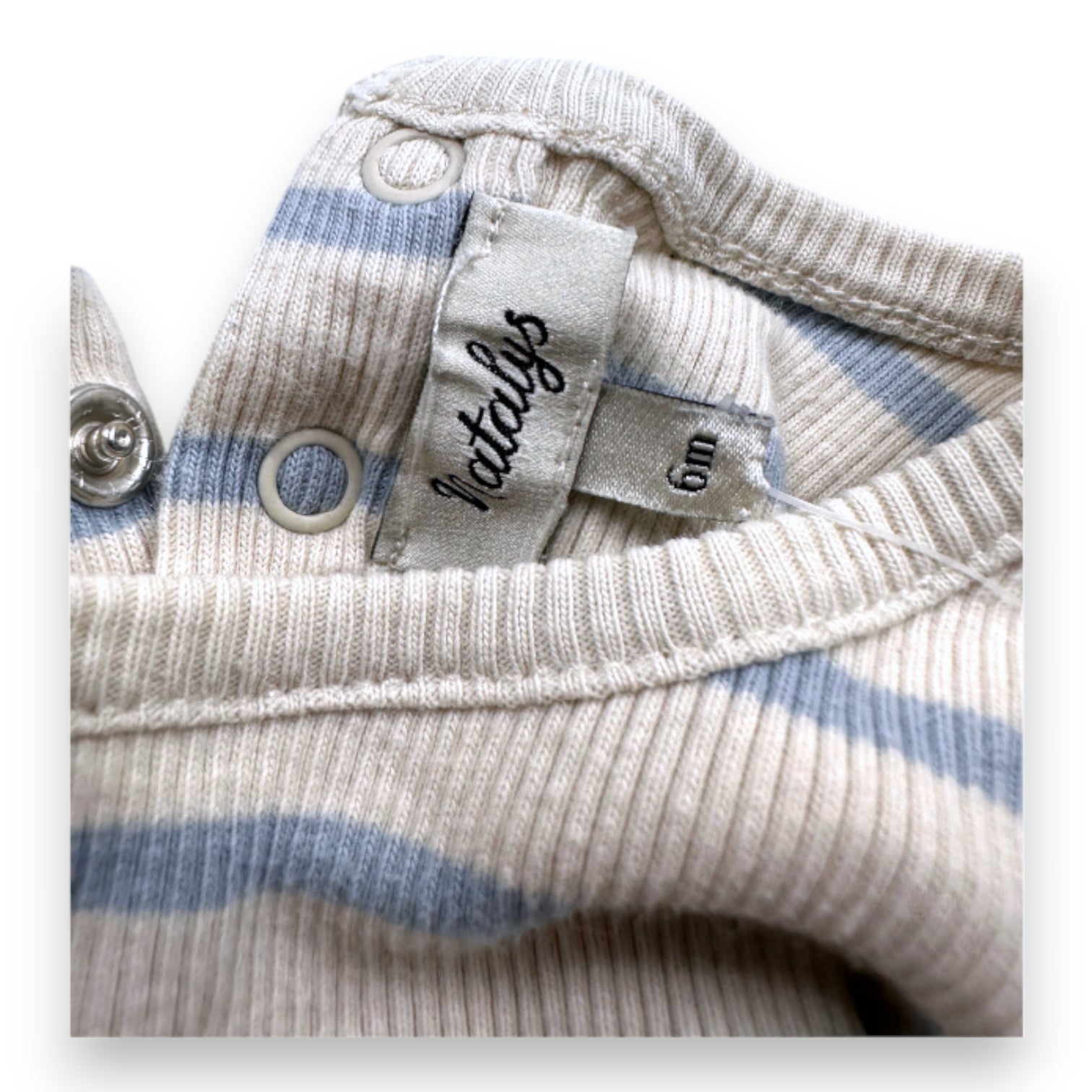Natalys - Beige and blue striped bodysuit - 6 months