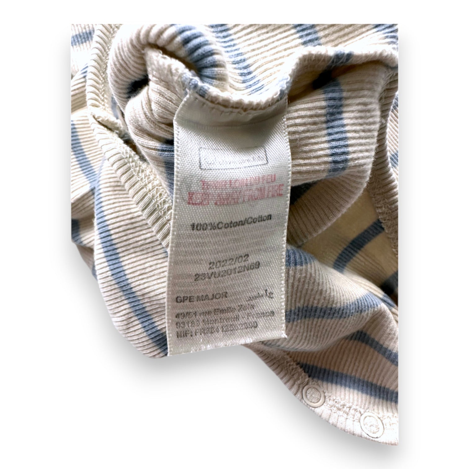 Natalys - Beige and blue striped bodysuit - 6 months