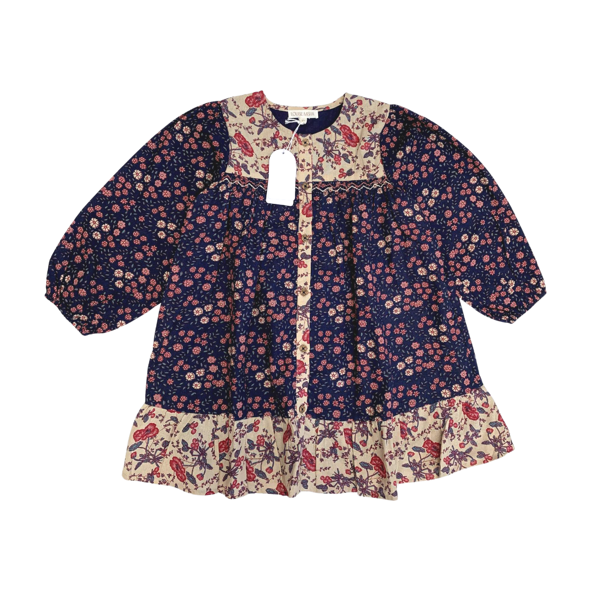 LOUISE MISHA - ROBE - BLEU, BEIGE - 6 ANS