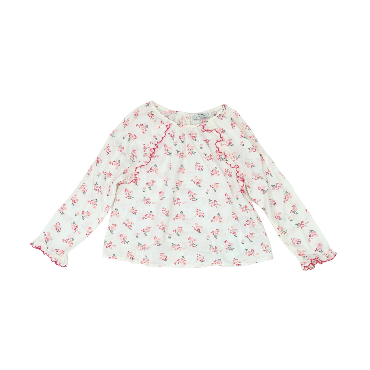 CYRILLUS - BLOUSE - BLANC, ROSE - 8 ANS