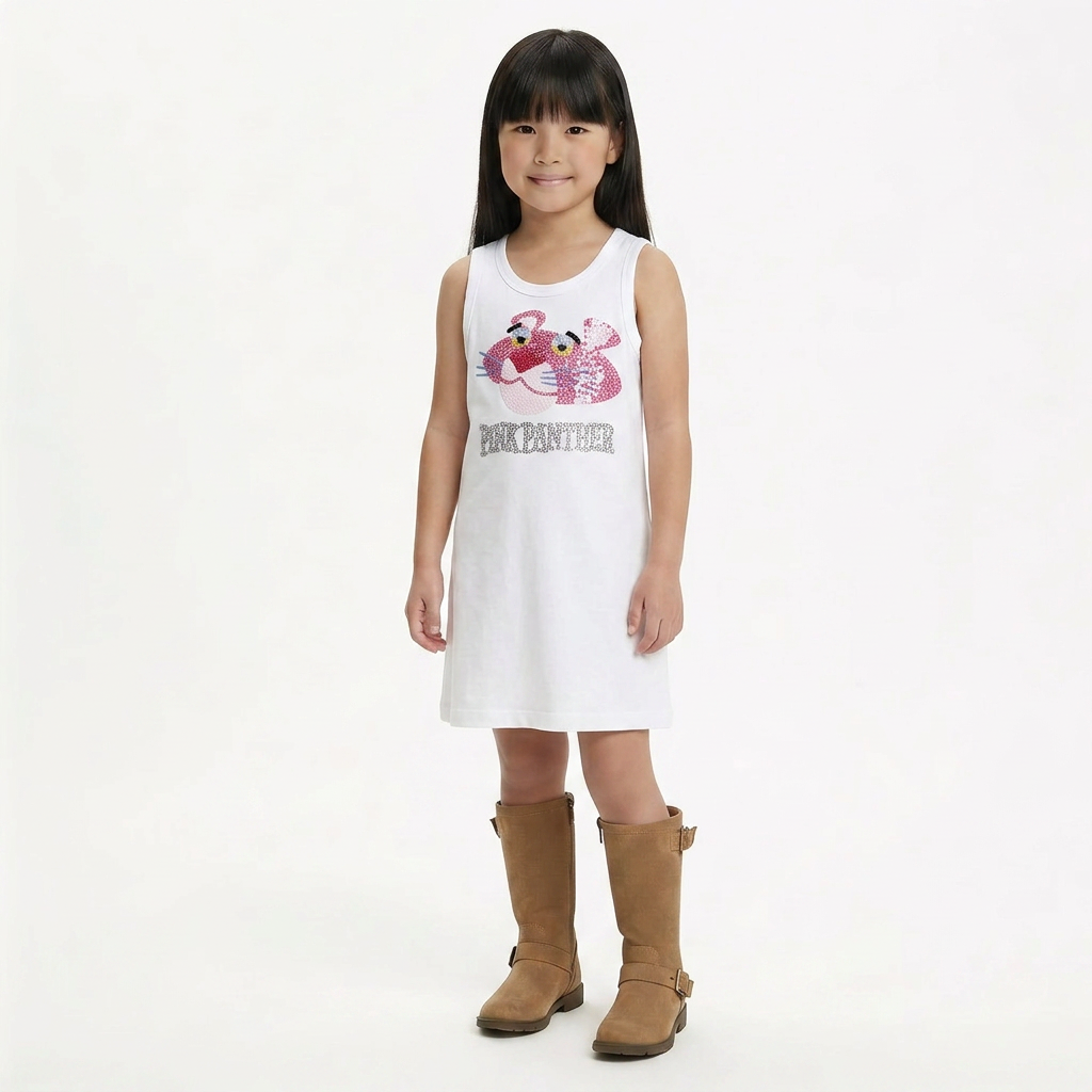 PINKO - Robe blanche imprimée panthère rose - 6 ans