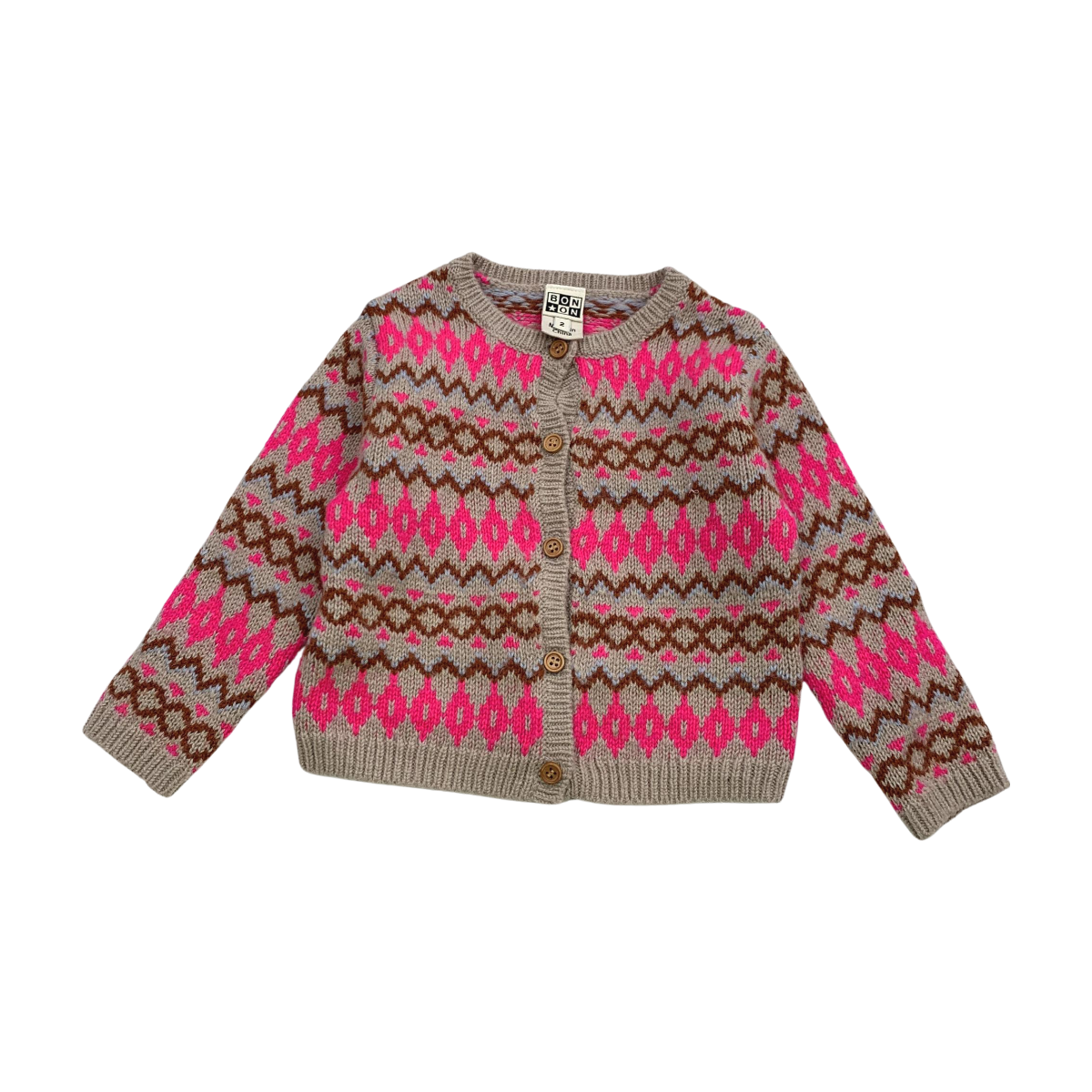 BONTON - CARDIGAN - ROSE, BEIGE - 24 MOIS