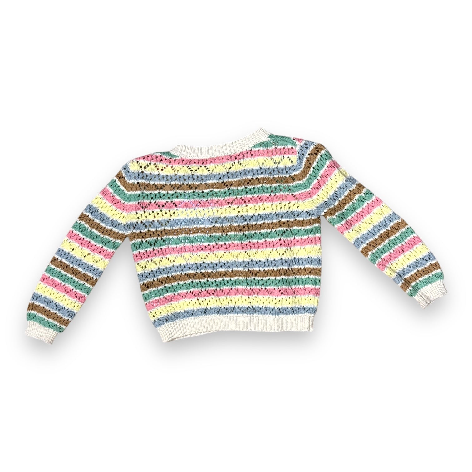 BONTON - Gelb, rosa, grün und blau gestreifte Strickjacke - 18 Monate