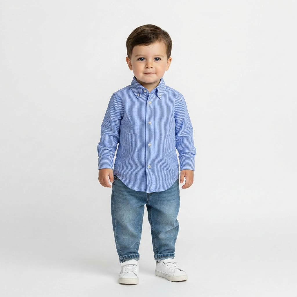 RALPH LAUREN - CHEMISE - BLANC, BLEU - 24 MOIS