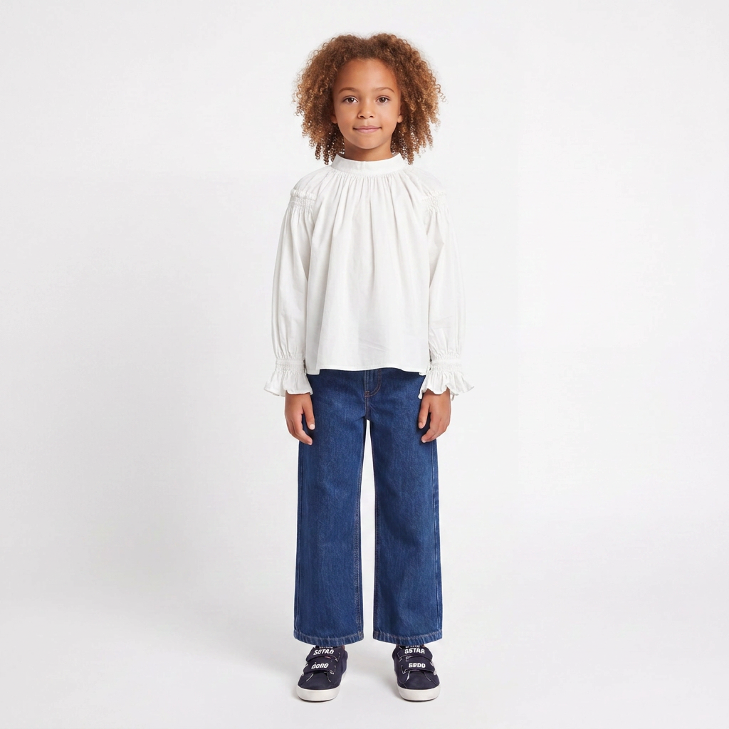 BONPOINT - Chemisier blanc avec broderies - 10 ans