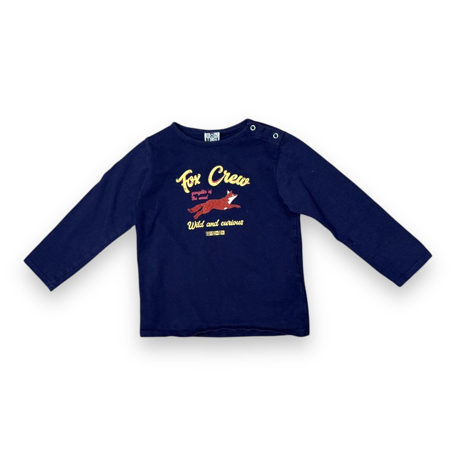 BONTON - T-shirt à manches longues bleu marine avec imprimé - 3 ans