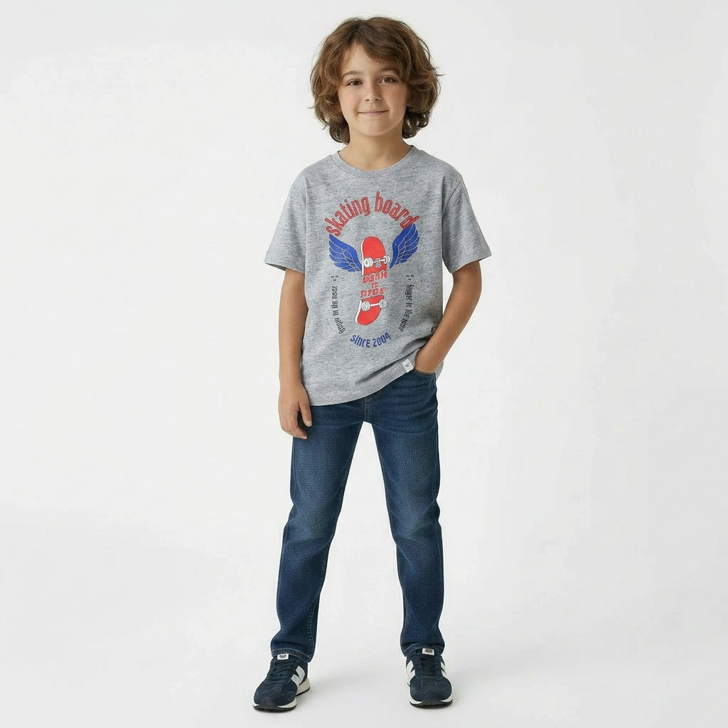 FINGER - T-SHIRT - GRIS - 10 ANS