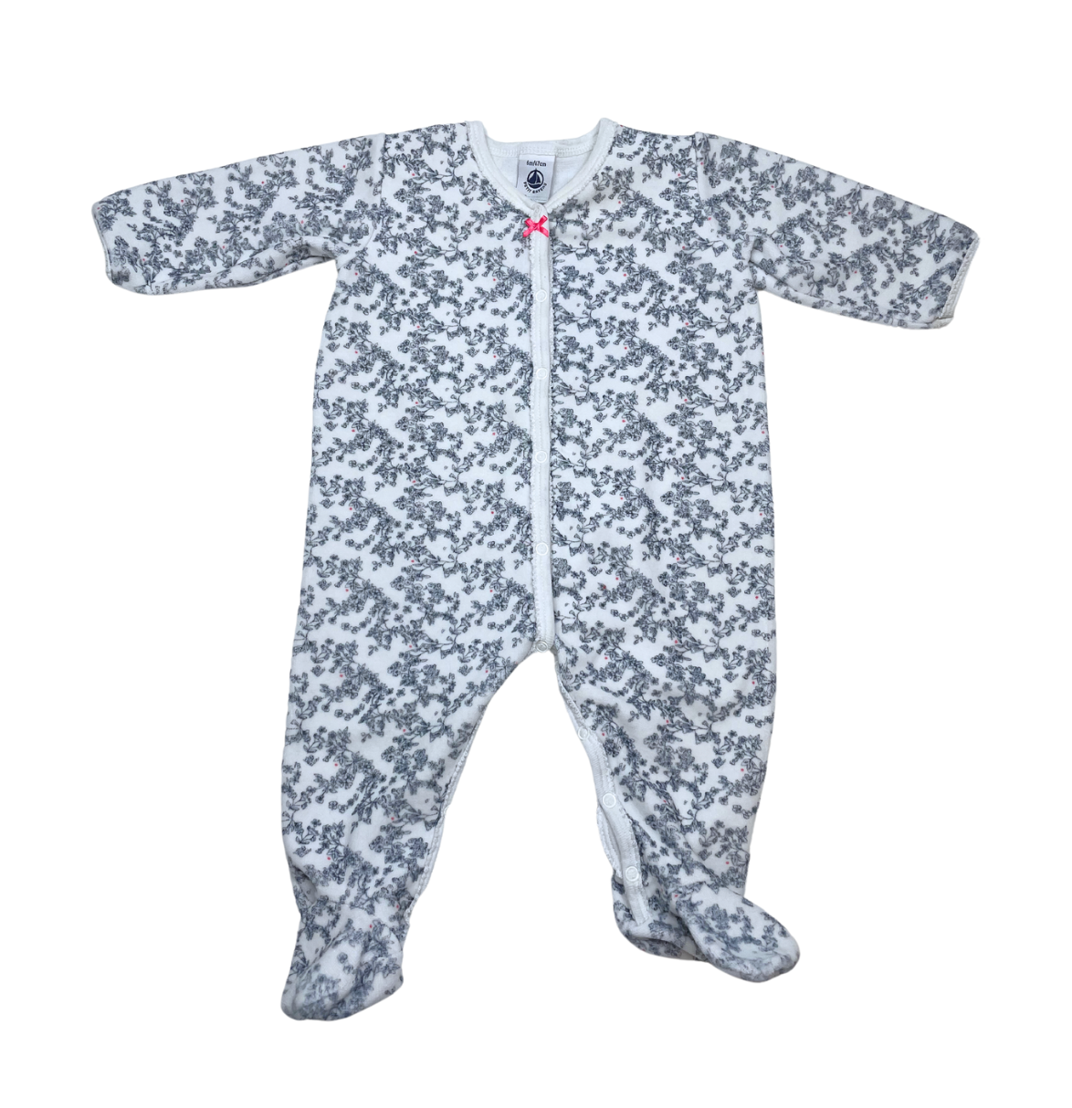 PETIT BATEAU - Pyjama blanc à motifs "toile de jouy" -  6 mois